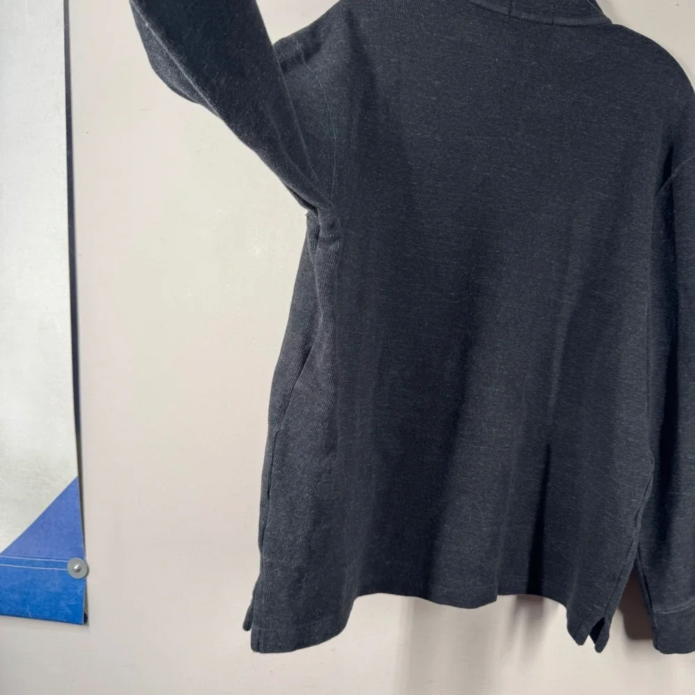 Polo Ralph Lauren Mens 1/4 Zip Pullover Charcoal Gray Black Cotton Sweater Sz L